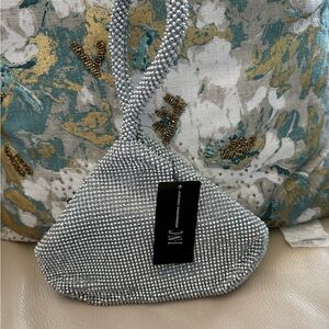 INC International Concepts Silver Rhinestone Clutch